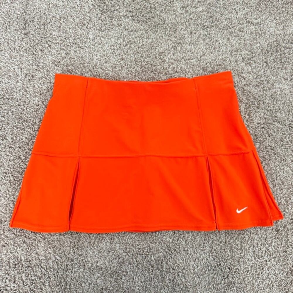 Nike FitDry Skort Deep Vibrant Orange Pleated Detail Built-In Short Women's L